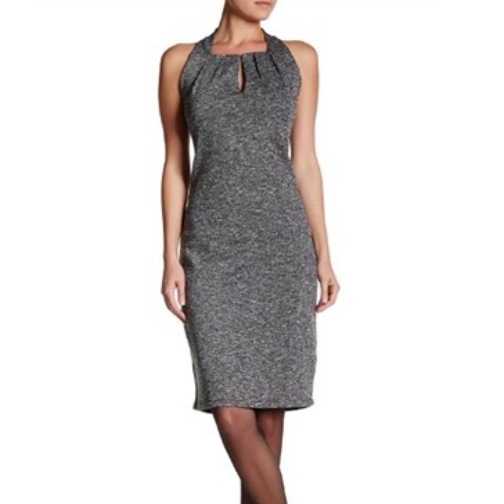 Max Studio Heather Grey Tweed Ponte Knee Length Work Dress